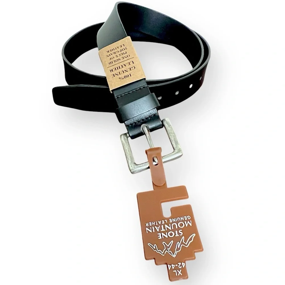 Men's Stone Mountain Genuine Leather Belt black classic NWT